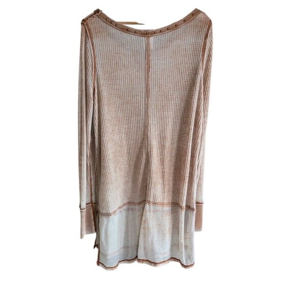 We The Free Thermal Tunic Top Women's Large Brown Tan Lightweight Semi-Sheer - Picture 6 of 7